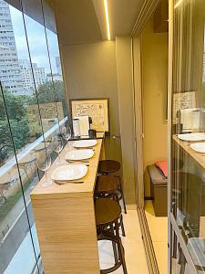 Nhà bếp/bếp nhỏ tại Consolacao GREY BOX - Studio de Luxo no Centro - Ar Condicionado - Cama Queen - Maquina de Lavar - Prox Metrô- Cozinha Completa - Wifi 500mbps - 7 andar