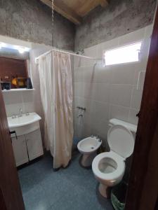 uma casa de banho com um WC e um lavatório em Ranchouse em San Rafael