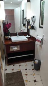 哥西爾的住宿－La Case à Méline，一间带水槽和镜子的浴室