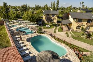 an overhead view of a pool at a resort at Complejo Turistico Los Troncos in San Rafael