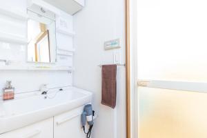 ein Bad mit einem Waschbecken und einem Spiegel in der Unterkunft IROHA STAY HANEDA in Tokio