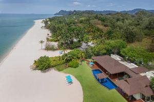 an aerial view of a resort on the beach at Four Seasons Resort Langkawi in Tanjung Rhu 