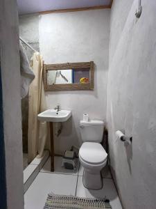 a bathroom with a toilet and a sink at Hostal Brisas del Ometepe Habitación 3 in Rivas