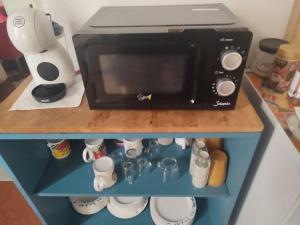 a microwave sitting on top of a shelf at B&B Stella 10 in Naples