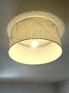 a light hanging from the ceiling of a room at RELAX Seefeld Apartman in Seefeld in Tirol