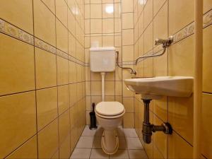 uma casa de banho com um WC e um lavatório em Dino apartment em Sarajevo