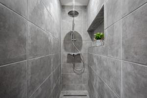 bagno con doccia e soffione di Mira Holiday Apartment a Budapest
