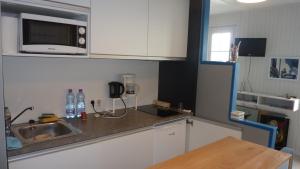 a kitchen with a sink and a microwave at Le Loft in Vichy