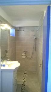 ein Badezimmer mit Waschbecken und Dusche in der Unterkunft Maison avec jardin à Villeneuve-de-Berg, piscine partagée in Villeneuve-de-Berg