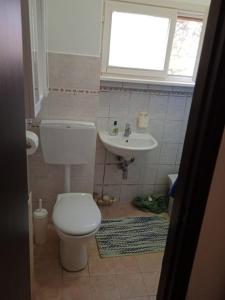 a bathroom with a toilet and a sink at La casa di Lucia Appartamento in Novara