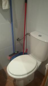 a white toilet in a bathroom with two mop at Coliving 54 Buhardilla Numero 3 in El Arrabal
