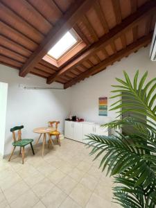 a kitchen with a table and chairs and a plant at Guesthouse Villa Fabris in Thiene