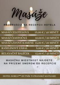 Certifikát, hodnocení, plakát nebo jiný dokument vystavený v ubytování Hotel SOREA HUTNÍK I.
