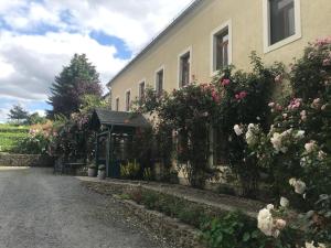 Una casa con flores al costado. en Energietanken vor den Toren Dresdens -barrierefrei-, en Dippoldiswalde