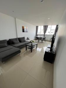 ein Wohnzimmer mit einem Sofa und einem TV in der Unterkunft Super 4 Pièces refait à neuf in Villeurbanne