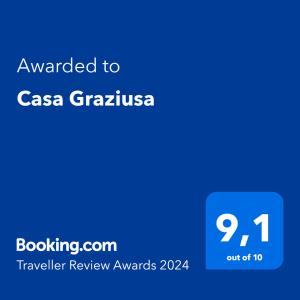 Сертификат, награда, табела или друг документ на показ в Casa Graziusa