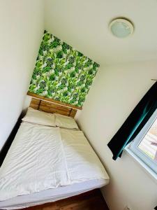 - un petit lit dans une chambre avec fenêtre dans l'établissement Bamboo Rooms, à Štúrovo