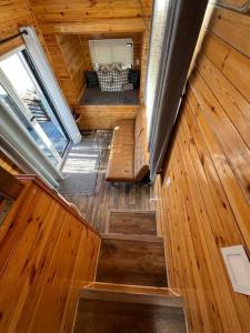 an overhead view of a room in a tiny house at Tiny House - mountain views close to everything in Valley Center