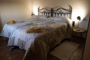 1 dormitorio con 1 cama grande y edredón blanco en Casa el Tempranal en Yuncler