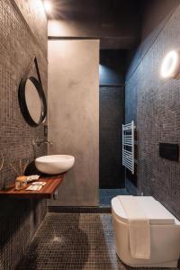 uma casa de banho com um lavatório, um WC e um espelho. em CASA NOBILE APARTMENTS em Valeta