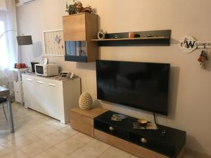 sala de estar con TV de pantalla plana grande en Casa Vacanze La Carezza en Montesilvano