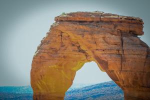 a rock formation in the desert at Rim Village U4 in Moab
