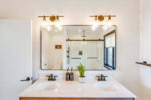 A bathroom at Custom Windham Mtn Villa with Pool, Theater and Views!