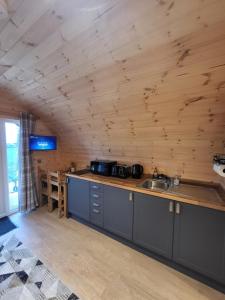 Kuchyň nebo kuchyňský kout v ubytování Lois' Pod with Hot Tub, Near Airport