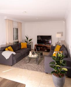 - un salon avec deux canapés et une télévision dans l'établissement Villa Costa, à Bocacangrejo