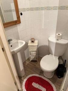 a bathroom with a white toilet and a sink at Suite double room in Tottenham. in London
