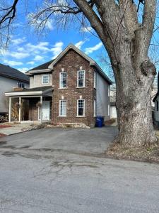 uma casa de tijolos com uma árvore em frente em Magnifique maison près de l’eau em Laval