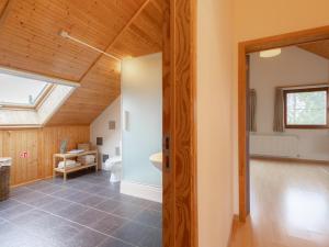 an attic bathroom with a toilet and a window at Vakantiehuis Wilogne in Dinez +74 photos