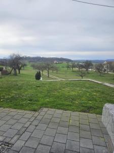 uma vista para um parque com árvores e relva em PREMIUM HOME 2 em Gottmadingen