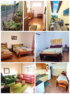 un collage de cuatro fotos de una habitación en Sua casa na Serra da Mantiqueira. 1h de SP en Extrema