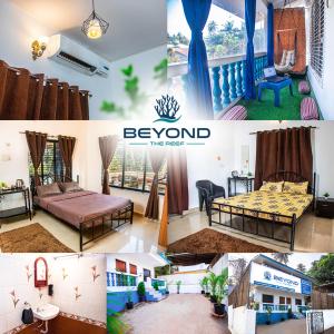 a collage of photos of a room with a bedroom at Beyond the Reef - NestinGoa Homestays in Arambol