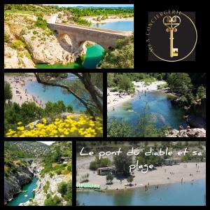 a collage of photos of a river and a beach at Camping SIBLU les sables du midi à Valras in Valras-Plage