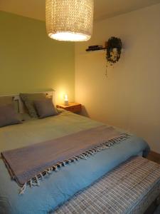 Tempat tidur dalam kamar di Bed & breakfast in the middle of Chablis vineyard