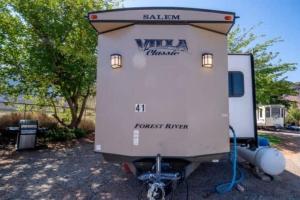 a white trailer is parked in a yard at Moab RV Resort RV Fully Setup OK41 in Moab