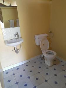 a bathroom with a toilet and a sink at Mara Olodare in Ololaimutiek +121 photos
