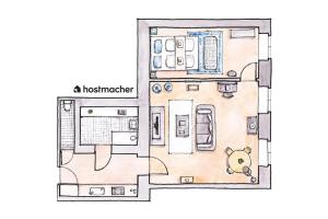 Glam 1BR Suite, Easy City Path by HM平面图