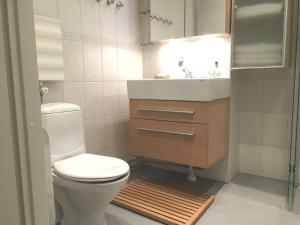 a bathroom with a toilet and a sink at Top Apartments Helsinki - Tilkka in Helsinki