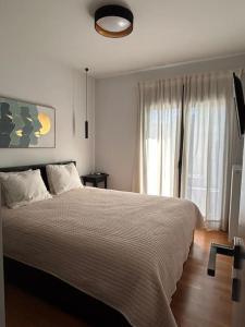 a bedroom with a large bed and a window at Athenian Sky Lounge in Athens