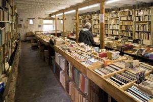 a man standing in a library filled with books at Charmante Gentilhommière in Daverdisse