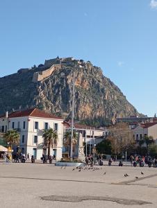 a mountain with a bunch of people on motorcycles at Margaritas Cottage in Nafplio