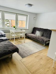 a living room with a couch and a table at Fredry 15F in Kraków