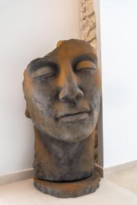 een standbeeld van een gezicht tentoongesteld in een museum bij VILLA LA ROMANELLA in Carry-le-Rouet