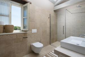 a bathroom with a toilet and a sink and a shower at Villa Elena in the heart of Istria in Ladići