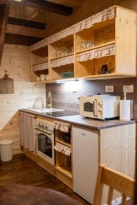 Kuchyň nebo kuchyňský kout v ubytování Apartmaji Babi