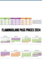 uno screenshot di un calendario dei prezzi di pass per l’isola di fenicotteri di N and B caravan hire Flamingo Land a Kirby Misperton