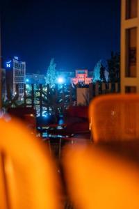 a view of a city at night with at LUXURY apartment in Marrakesh